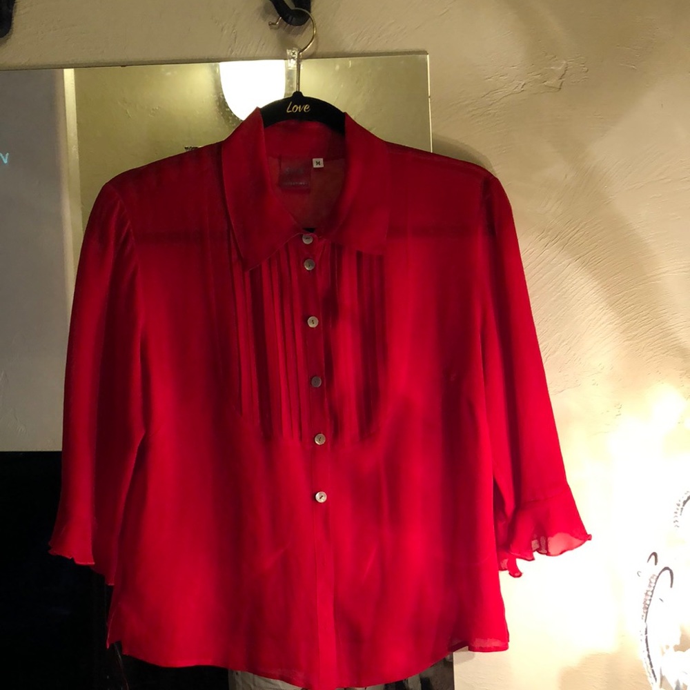 Johnny Was(M)Red 😍silk blouse. Valentines Special🥰